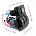 12V 24V Marine 3 on-off 5 Pin LED Lights Rocker Switch with Voltmeter and Socket Power